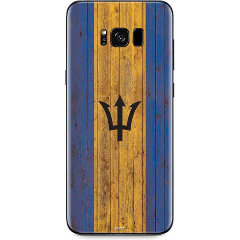 Barbados Flag Dark Wood Galaxy S8 Plus Skin