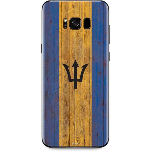 Barbados Flag Dark Wood Galaxy S8 Skin