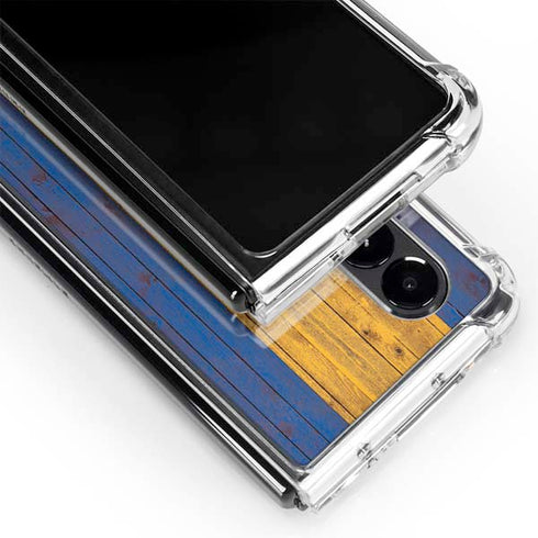 Barbados Flag Dark Wood Galaxy Z Fold4 5G Clear Case
