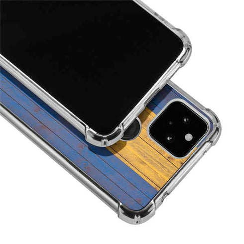 Barbados Flag Dark Wood Google Pixel 4a 5G Clear Case