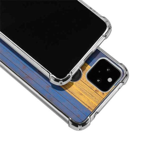 Barbados Flag Dark Wood Google Pixel 5a 5G Clear Case