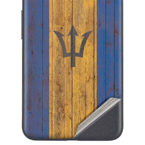Barbados Flag Dark Wood Google Pixel 5a Skin