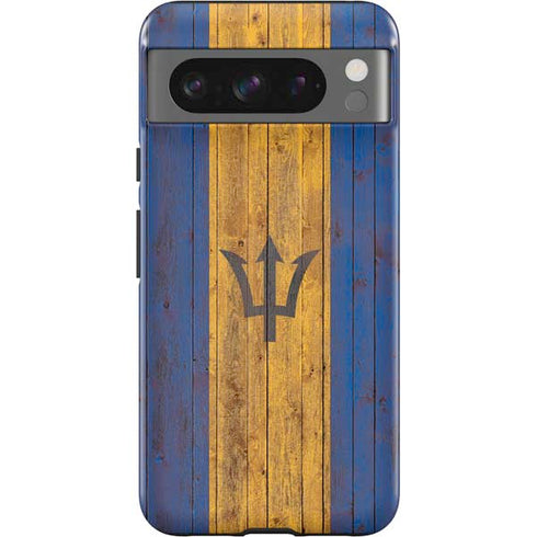Barbados Flag Dark Wood Google Pixel 8 Pro Impact Case