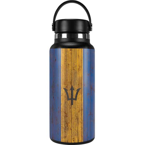 Barbados Flag Dark Wood Hydro Flask 32oz Wide Mouth Skin