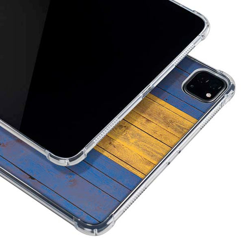 Barbados Flag Dark Wood iPad Pro 12.9in (2020) Clear Case