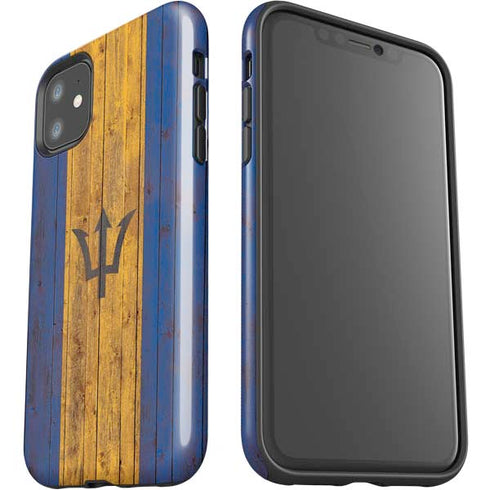 Barbados Flag Dark Wood iPhone 11 Impact Case