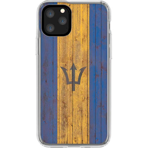 Barbados Flag Dark Wood iPhone 11 Pro Clear Case