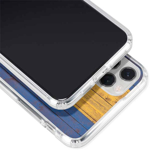 Barbados Flag Dark Wood iPhone 11 Pro Clear Case