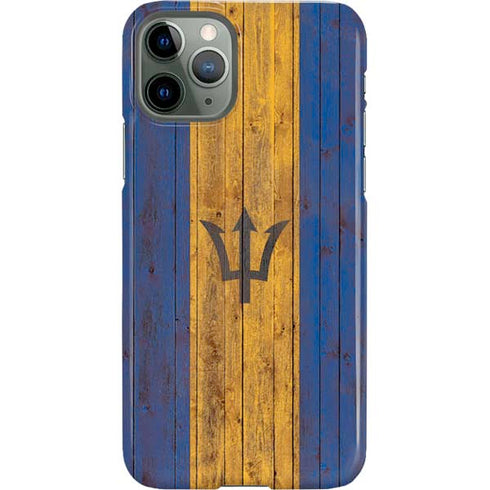 Barbados Flag Dark Wood iPhone 11 Pro Lite Case