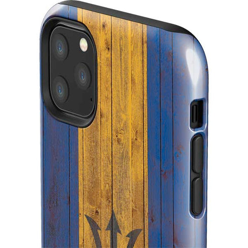 Barbados Flag Dark Wood iPhone 11 Pro Max Impact Case