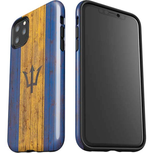 Barbados Flag Dark Wood iPhone 11 Pro Max Impact Case