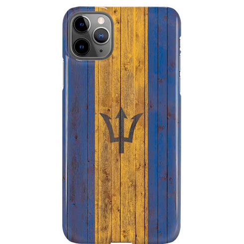 Barbados Flag Dark Wood iPhone 11 Pro Max Lite Case