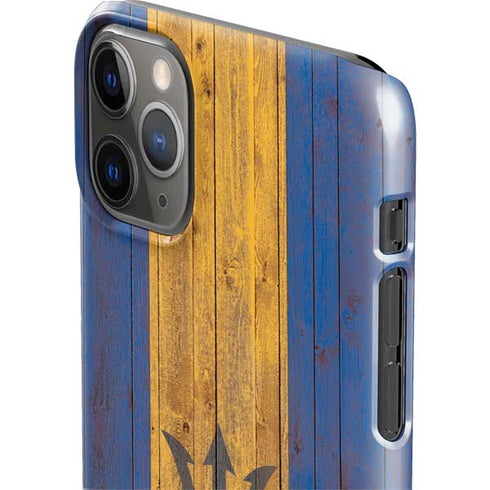 Barbados Flag Dark Wood iPhone 11 Pro Max Lite Case
