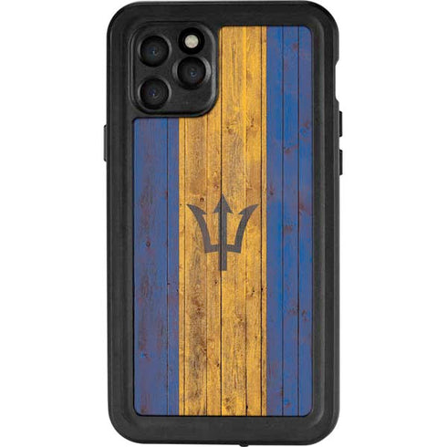 Barbados Flag Dark Wood iPhone 11 Pro Waterproof Case