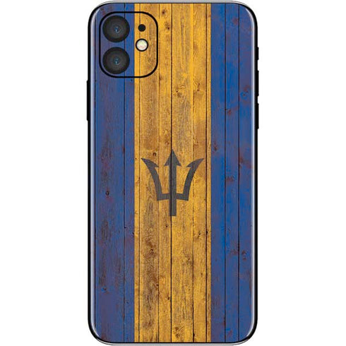 Barbados Flag Dark Wood iPhone 11 Skin