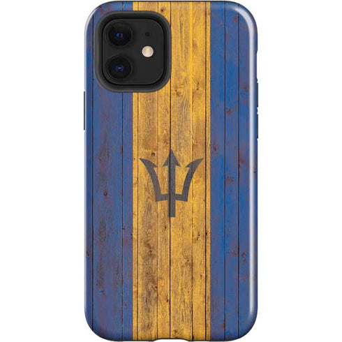 Barbados Flag Dark Wood iPhone 12 Impact Case