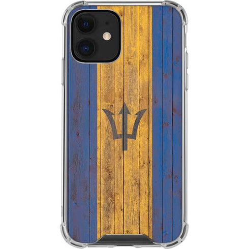 Barbados Flag Dark Wood iPhone 12 Mini Clear Case