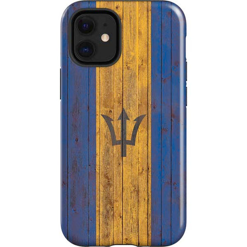 Barbados Flag Dark Wood iPhone 12 Mini Impact Case