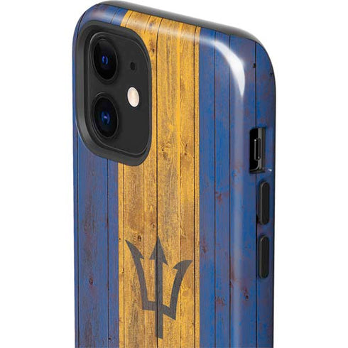 Barbados Flag Dark Wood iPhone 12 Mini Impact Case