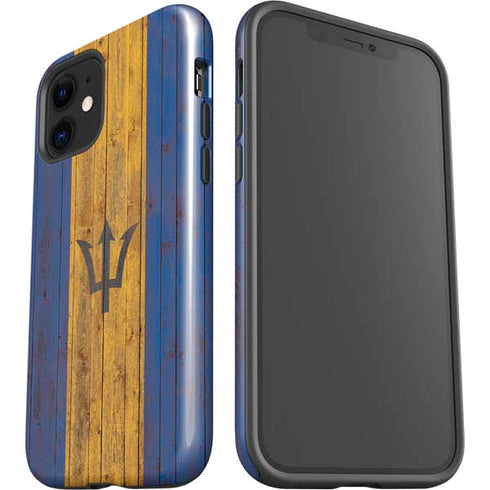 Barbados Flag Dark Wood iPhone 12 Mini Impact Case