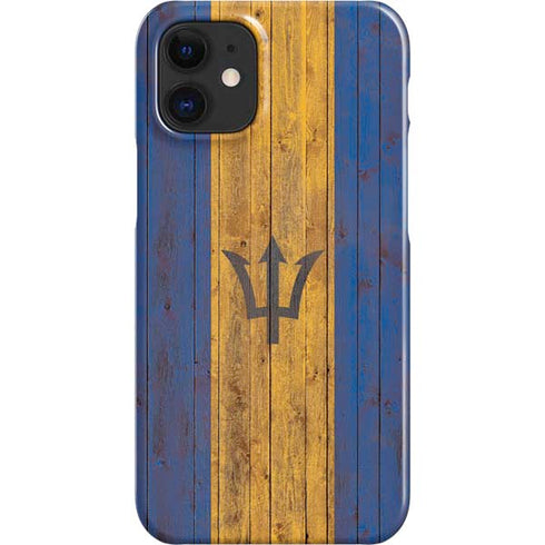 Barbados Flag Dark Wood iPhone 12 Mini Lite Case