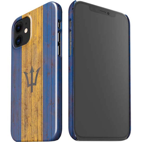 Barbados Flag Dark Wood iPhone 12 Mini Lite Case