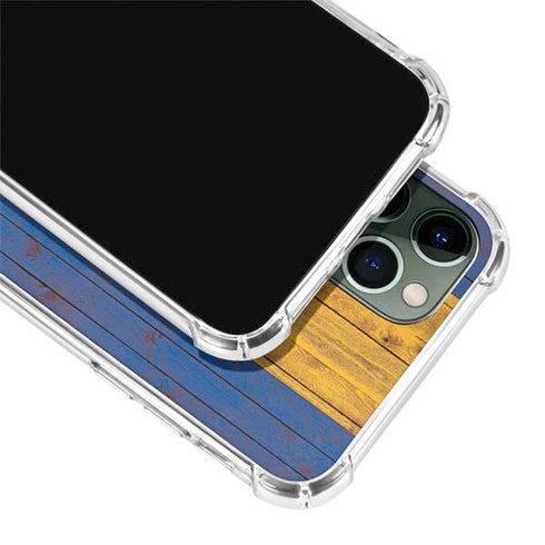 Barbados Flag Dark Wood iPhone 12 Pro Clear Case