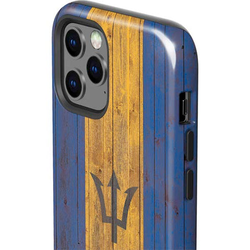 Barbados Flag Dark Wood iPhone 12 Pro Impact Case