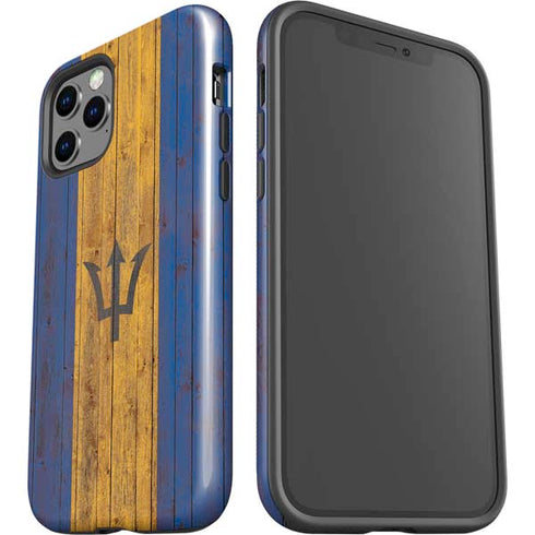 Barbados Flag Dark Wood iPhone 12 Pro Impact Case