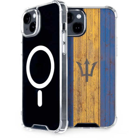 Barbados Flag Dark Wood iPhone 13 MagSafe Case