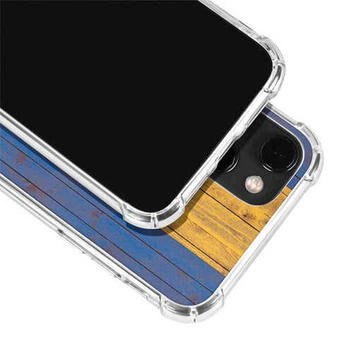 Barbados Flag Dark Wood iPhone 13 Mini Clear Case