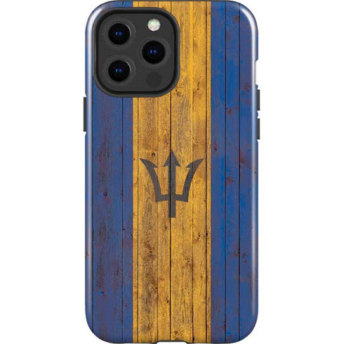 Barbados Flag Dark Wood iPhone 13 Pro Max Impact Case