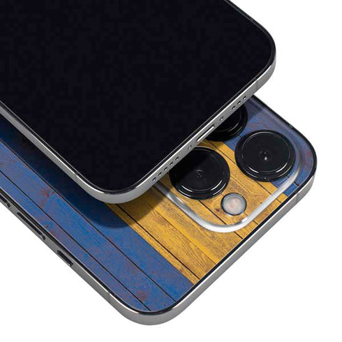 Barbados Flag Dark Wood iPhone 13 Pro Skin