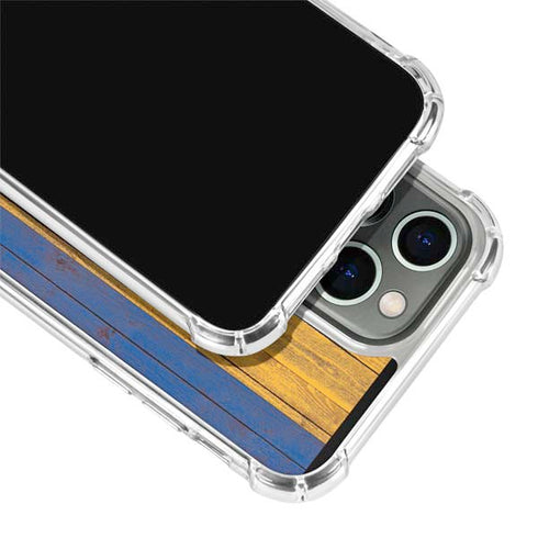 Barbados Flag Dark Wood iPhone 15 Pro Clear Case