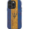 Barbados Flag Dark Wood iPhone 14 Pro Impact Case