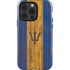 Barbados Flag Dark Wood iPhone 14 Pro Impact Case