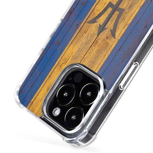 Barbados Flag Dark Wood iPhone 15 Pro MagSafe Case
