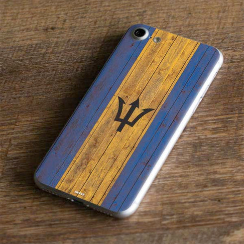 Barbados Flag Dark Wood iPhone 7 Skin