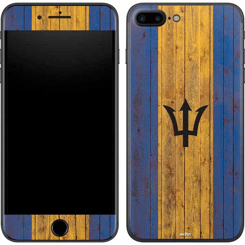 Barbados Flag Dark Wood iPhone 8 Plus Skin