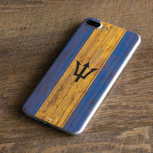 Barbados Flag Dark Wood iPhone 8 Plus Skin