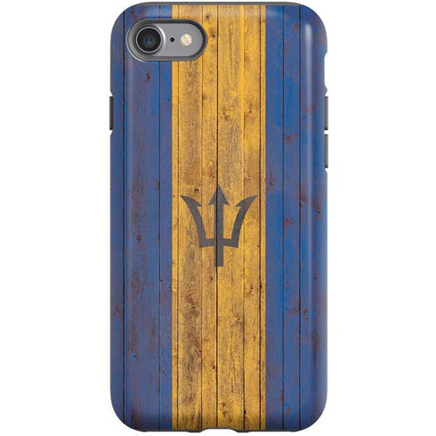 Barbados Flag Dark Wood iPhone SE (2nd & 3rd Gen) Pro Case
