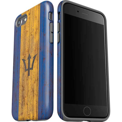 Barbados Flag Dark Wood iPhone SE (2nd & 3rd Gen) Pro Case