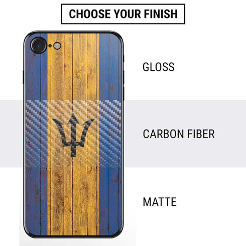 Barbados Flag Dark Wood iPhone SE (2nd & 3rd Gen) Skin