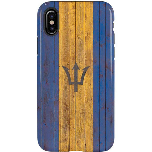 Barbados Flag Dark Wood iPhone X Pro Case