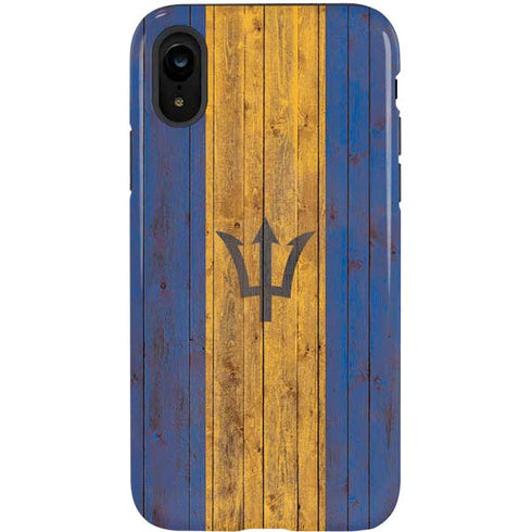 Barbados Flag Dark Wood iPhone XR Pro Case