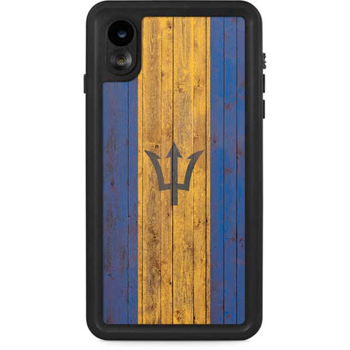 Barbados Flag Dark Wood iPhone XR Waterproof Case