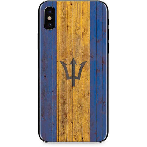 Barbados Flag Dark Wood iPhone XS Skin