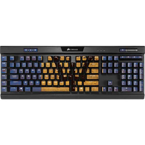 Barbados Flag Dark Wood K95 RGB PLATINUM Mechanical Gaming Keyboard Skin