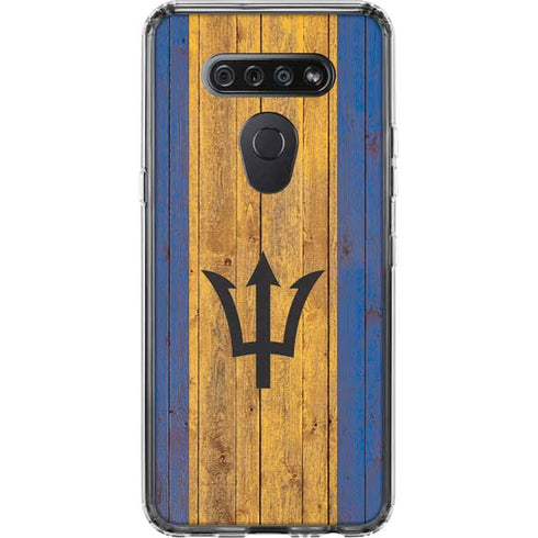Barbados Flag Dark Wood LG K51/Q51 Clear Case