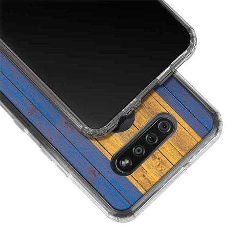 Barbados Flag Dark Wood LG K51/Q51 Clear Case